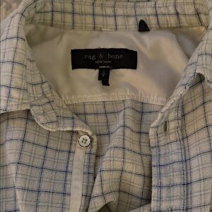 Rag & Bone Men's White and Blue Plaid Shirt